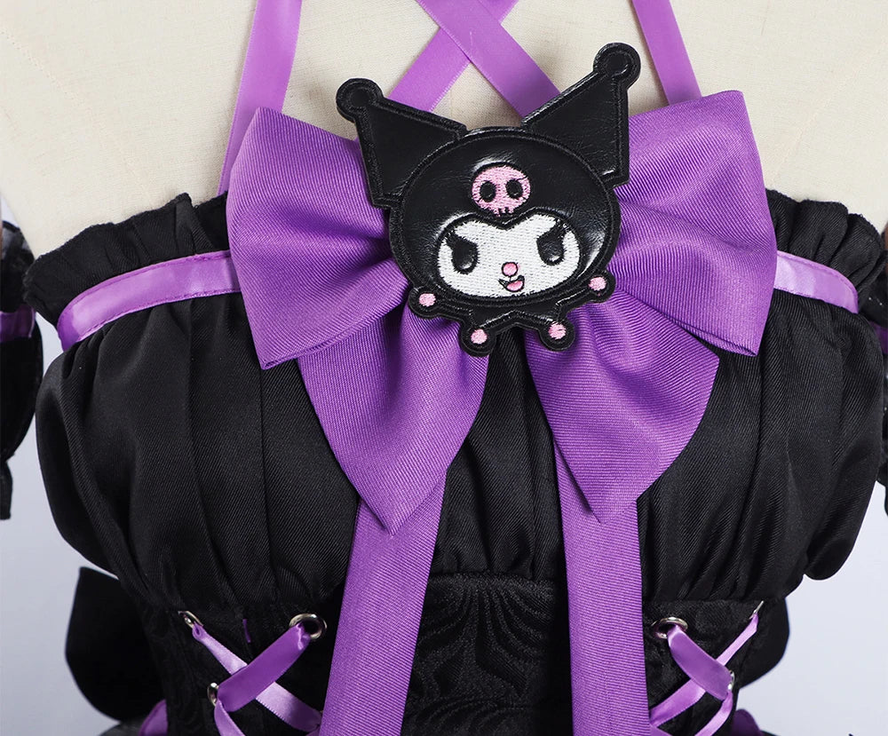 Bloody Queen Mary cosplay costume featuring a purple bow with a cute character detail