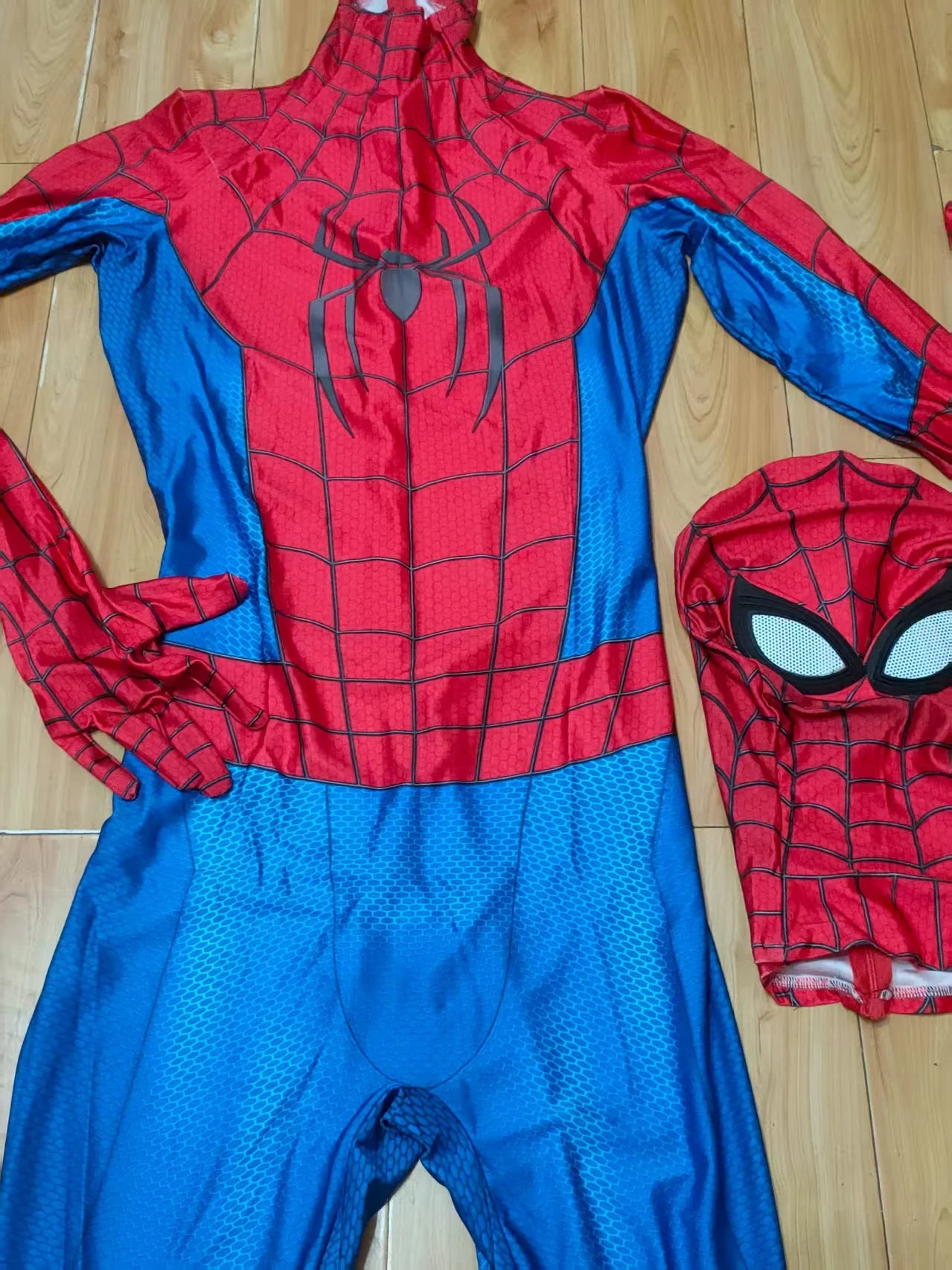 Brand New Day Spiderman costume featuring vibrant red and blue design with mask included