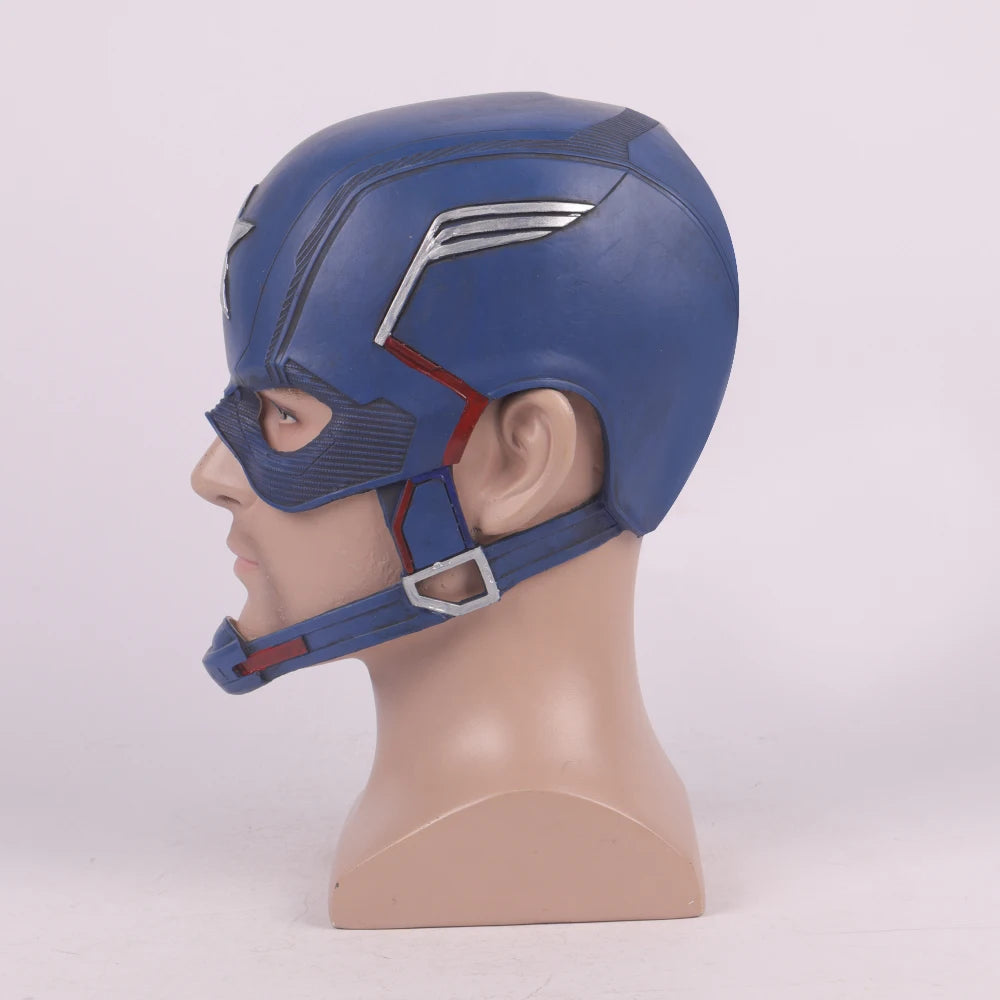 Captain America Halloween mask in blue with detailed design for costume parties and events