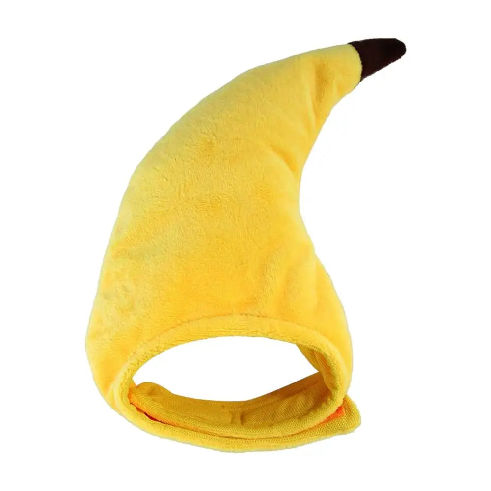 Bright yellow cat banana costume hat for playful pets and fun dress-up occasions