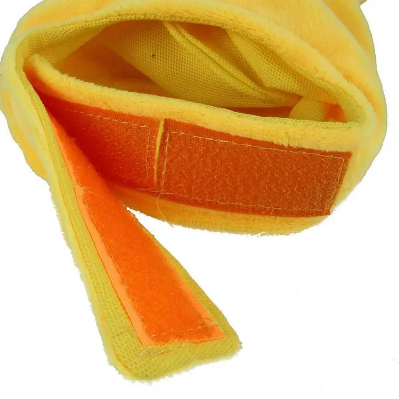 Inside view of the Zoomies & Co cat banana costume with soft fabric and adjustable Velcro straps