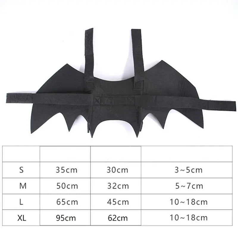 Cat bat wings costume in black with adjustable straps for feline Halloween fun