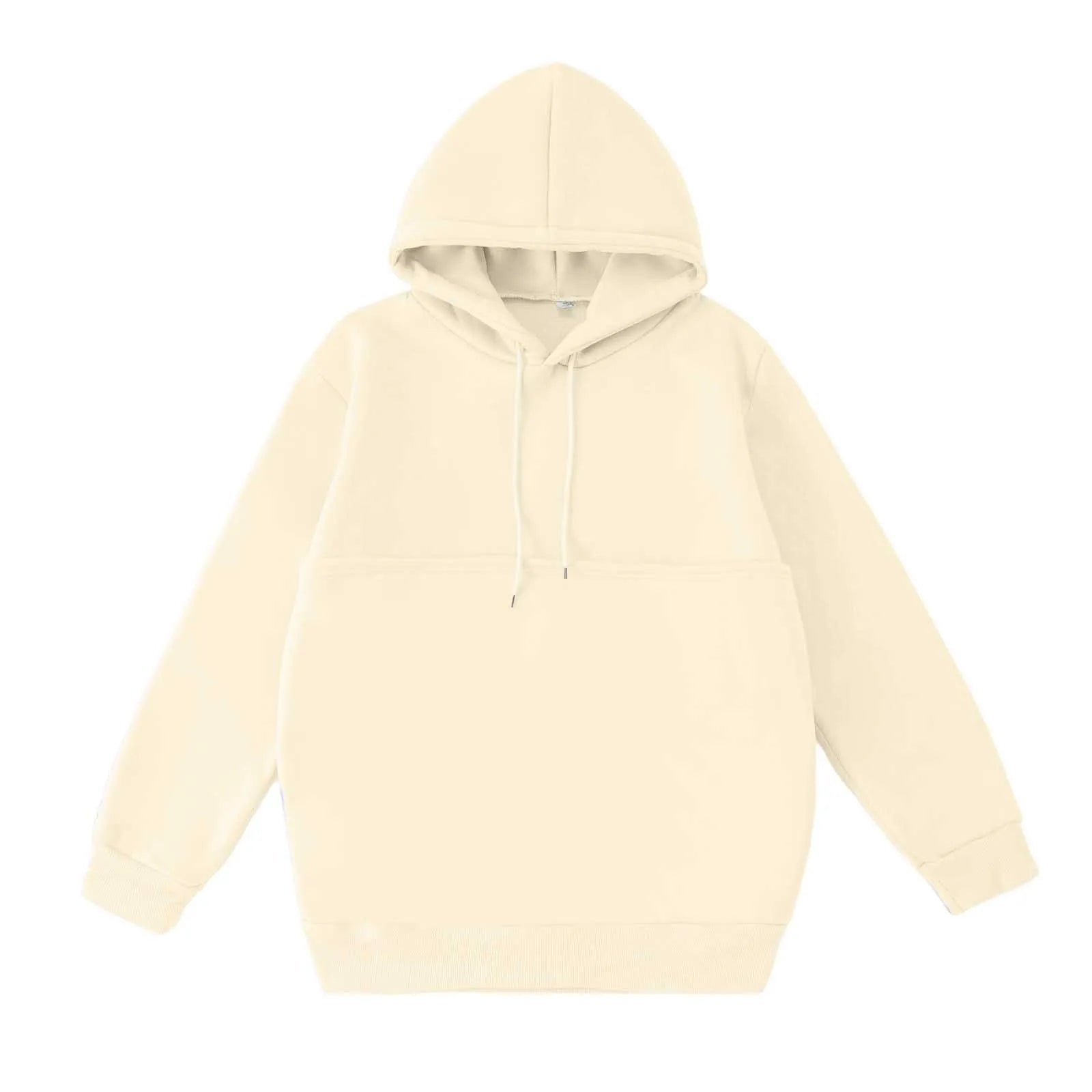 Cream color cat carrier kangaroo pocket sweatshirt with a cozy hood and relaxed fit