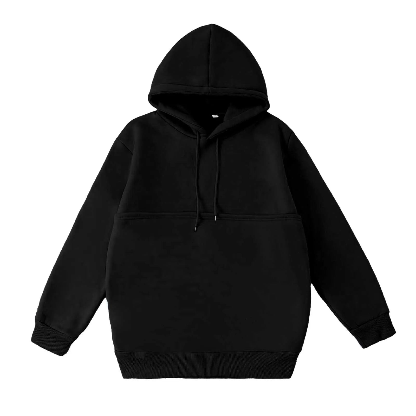 Cozy black cat carrier kangaroo pocket sweatshirt with a relaxed fit and hood for comfort