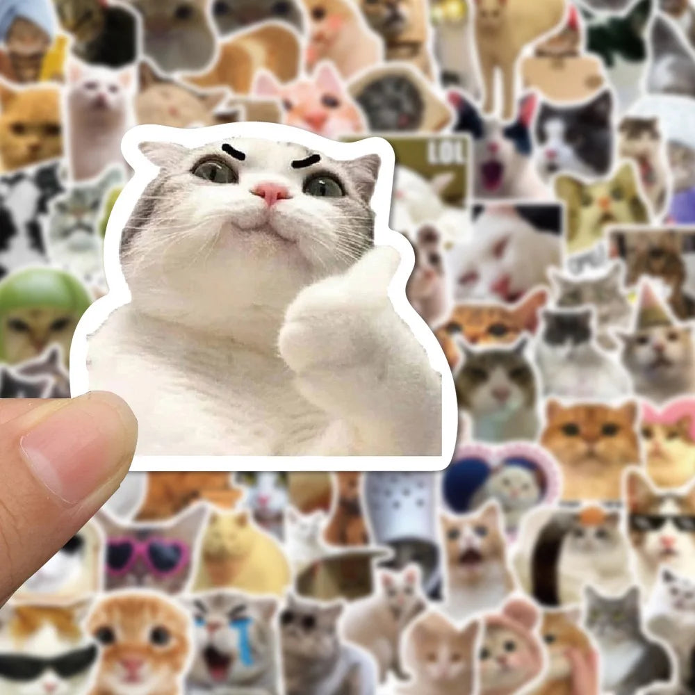 Cute Cat Sticker by Zoomies & Co featuring a cat with a thumbs up surrounded by playful cat images