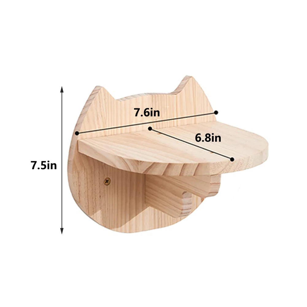 Wooden Cat Wall Climbing System™ Shelf with Cat Ears for Stylish Cat Play Solutions