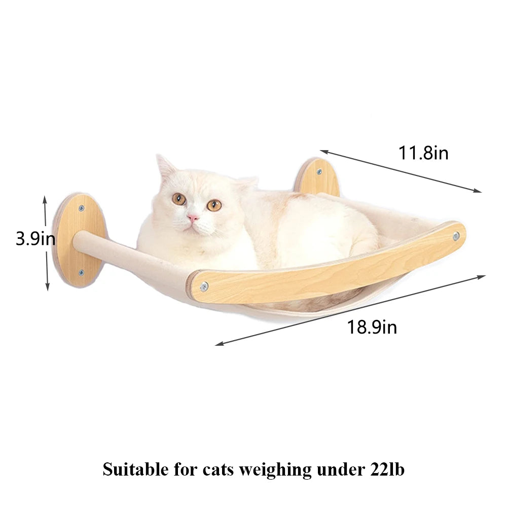 Cat Wall Climbing System™ with wooden shelf for comfortable cat lounging and climbing