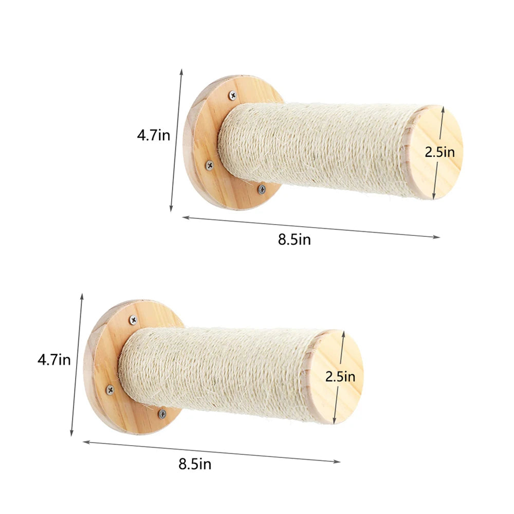 Cat Wall Climbing System™ featuring durable wooden mounts and sisal rope for climbing and scratching