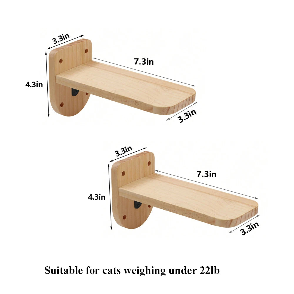 Cat Wall Climbing System™ with wooden shelves designed for cats weighing under 22lb