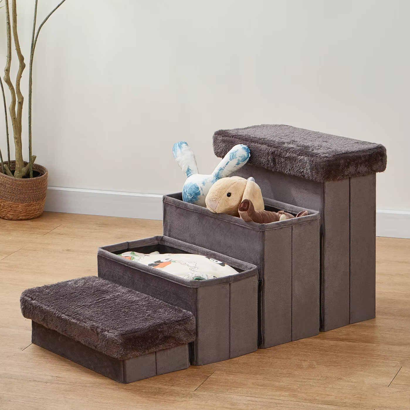 PetPals 2in1 4-Level Pet Stairs Charcoal 17 in
