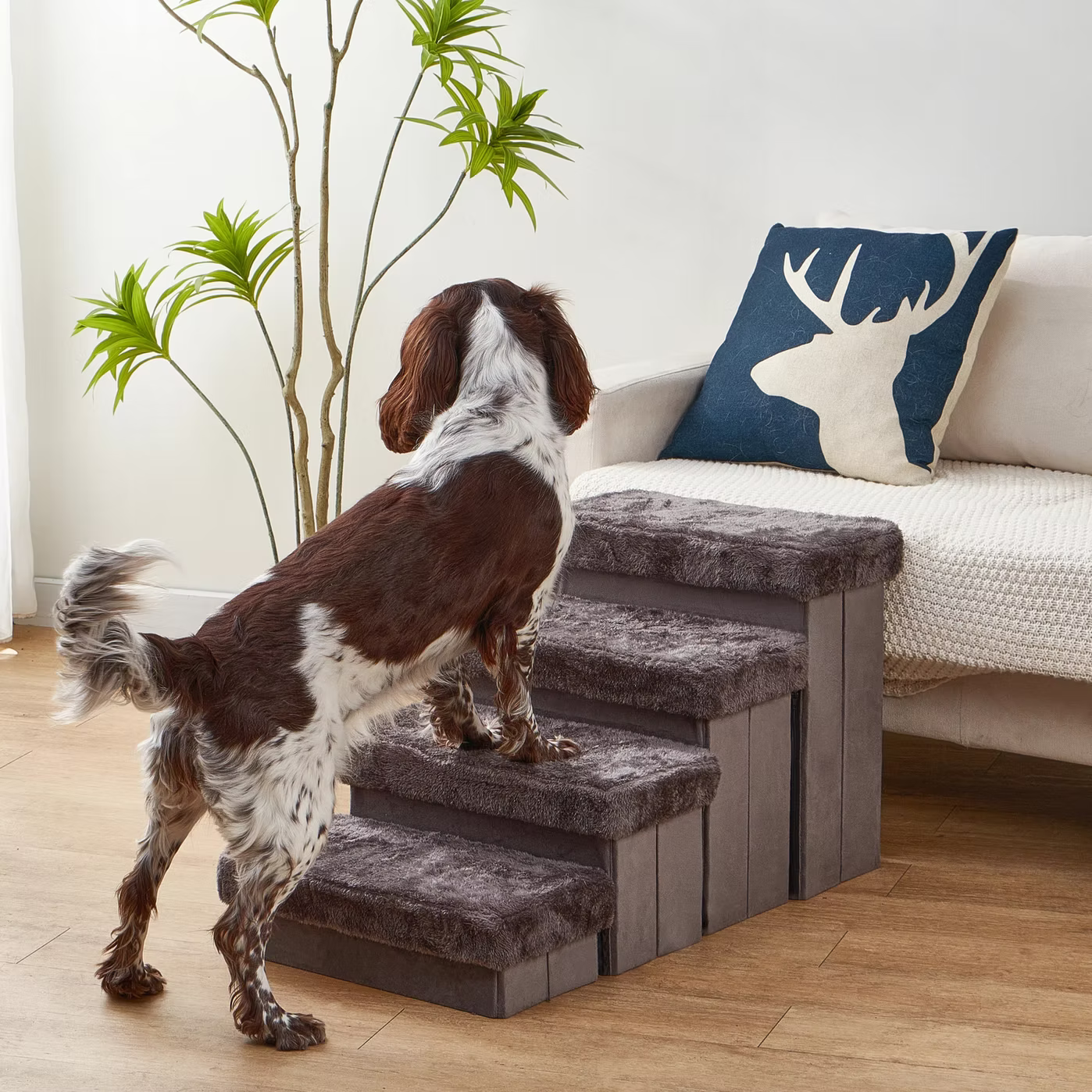 PetPals 2in1 4-Level Pet Stairs Charcoal 17 in