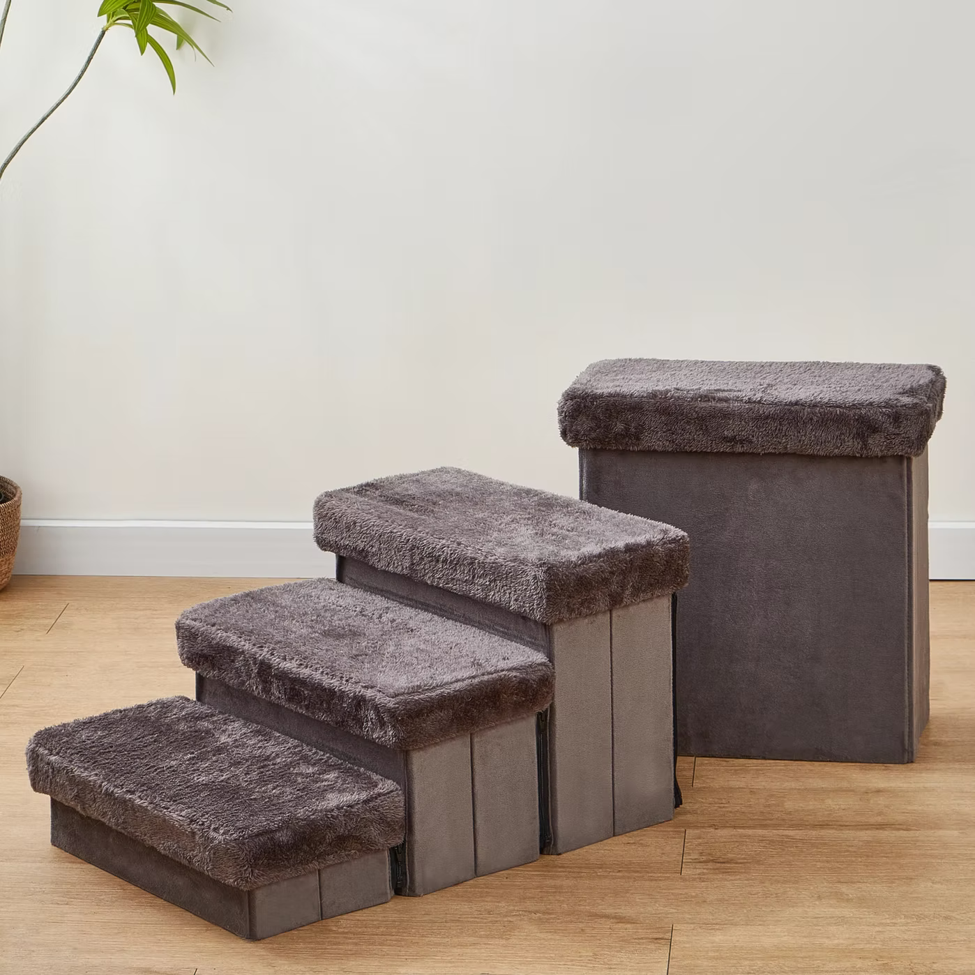 PetPals 2in1 4-Level Pet Stairs Charcoal 17 in