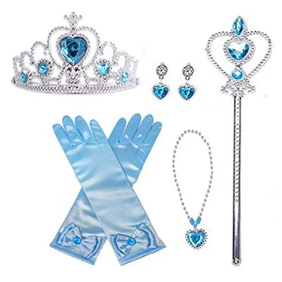 Cinderella princess dress for girls with matching tiara, gloves, jewelry, and wand for a complete costume