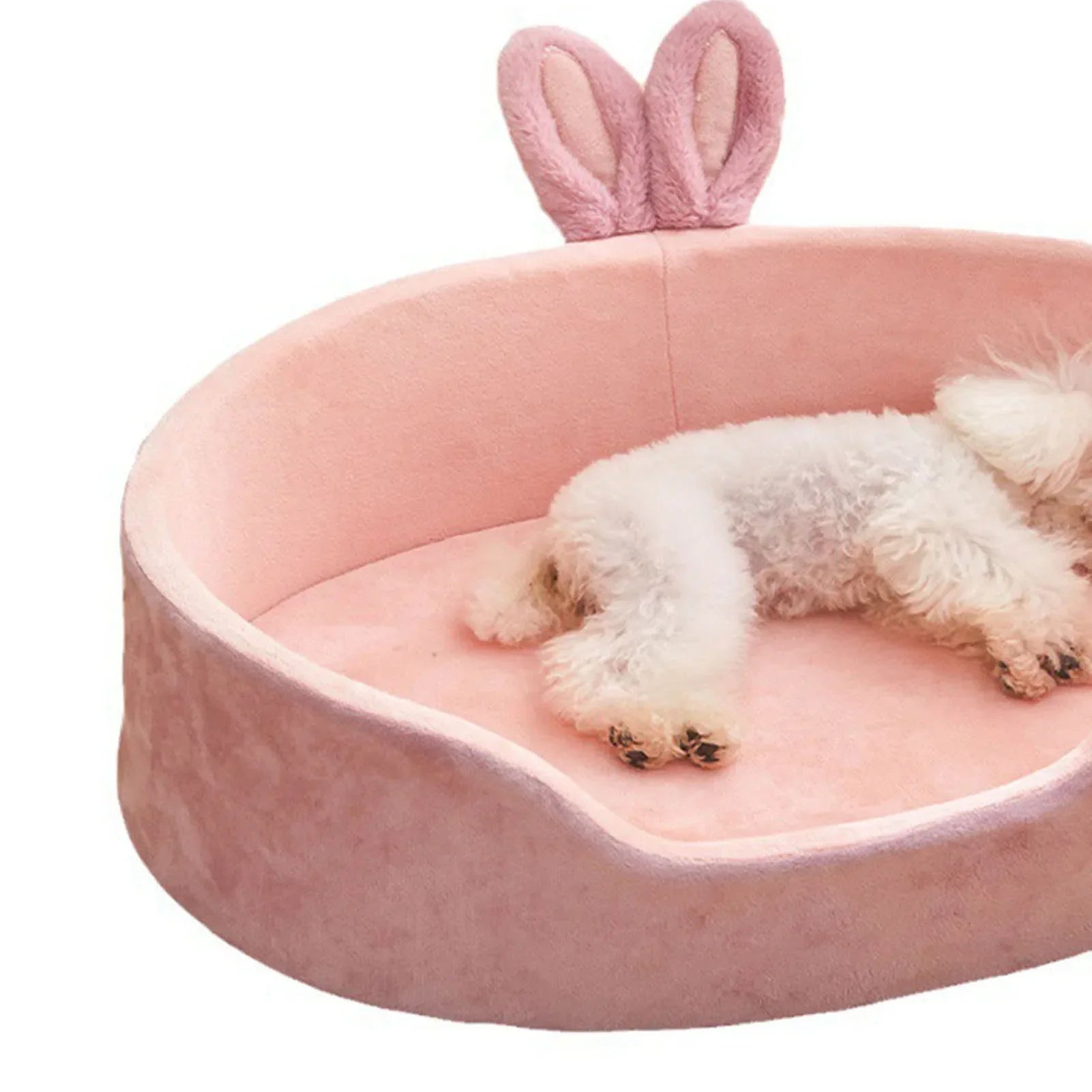 CloudNest Detachable Pet Bed in Pink with Soft Fabric and Cute Bunny Ears for Small Dogs