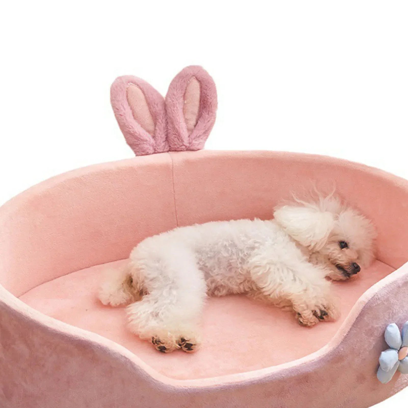 Soft and cozy CloudNest Detachable Pet Bed with cute bunny ear design for small dogs