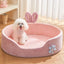 CloudNest Detachable Pet Bed in Pink with Cute Bunny Ears and Floral Accents for Small Dogs