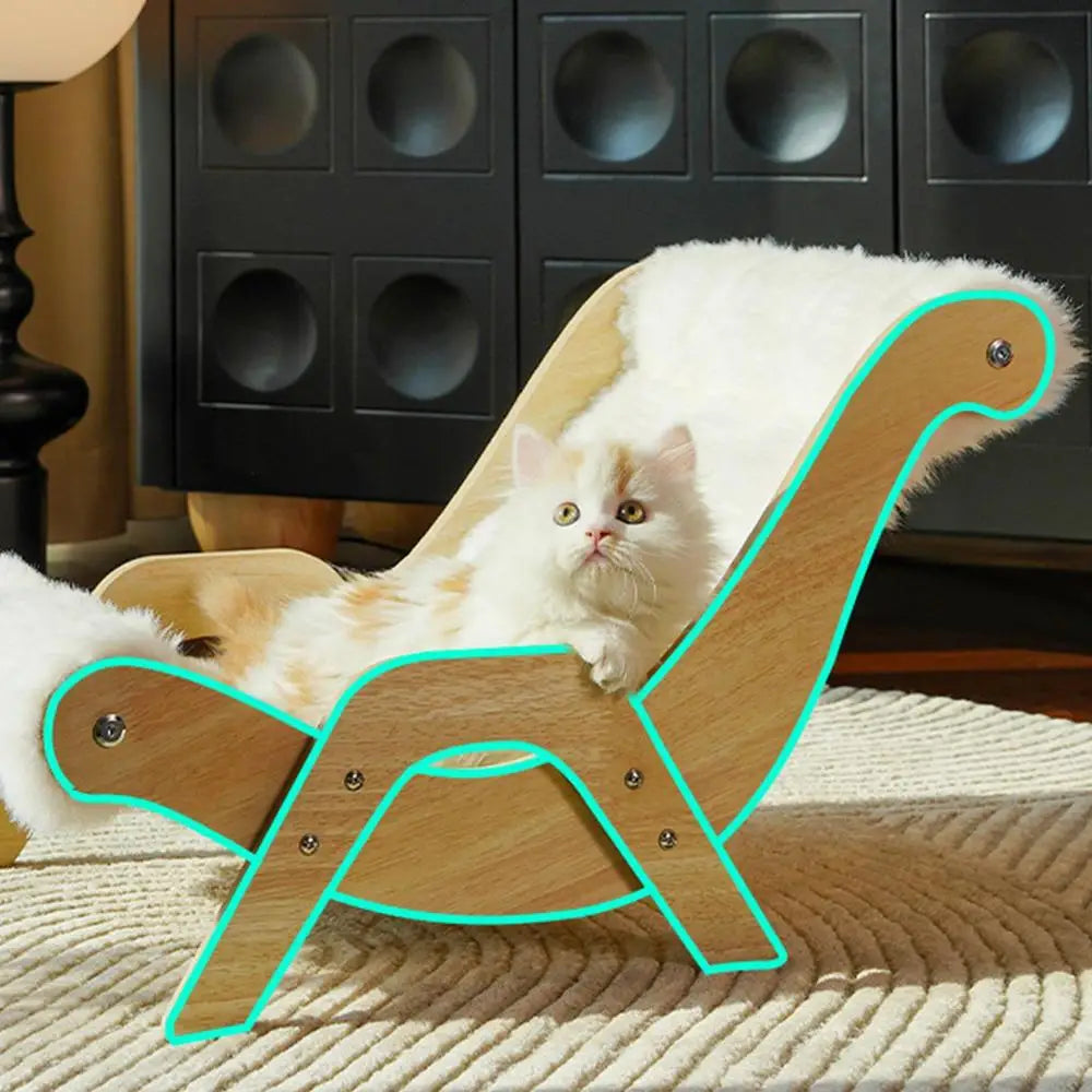 CloudPaw Plush Cat Lounge Chair with Cozy Fabric and Modern Wooden Frame for Relaxed Cats