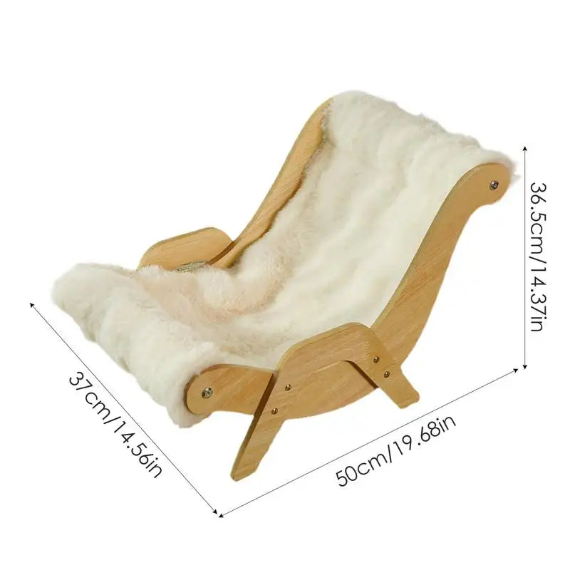 CloudPaw Plush Cat Lounge Chair in Wood with Soft Fabric for Cozy Cat Relaxation