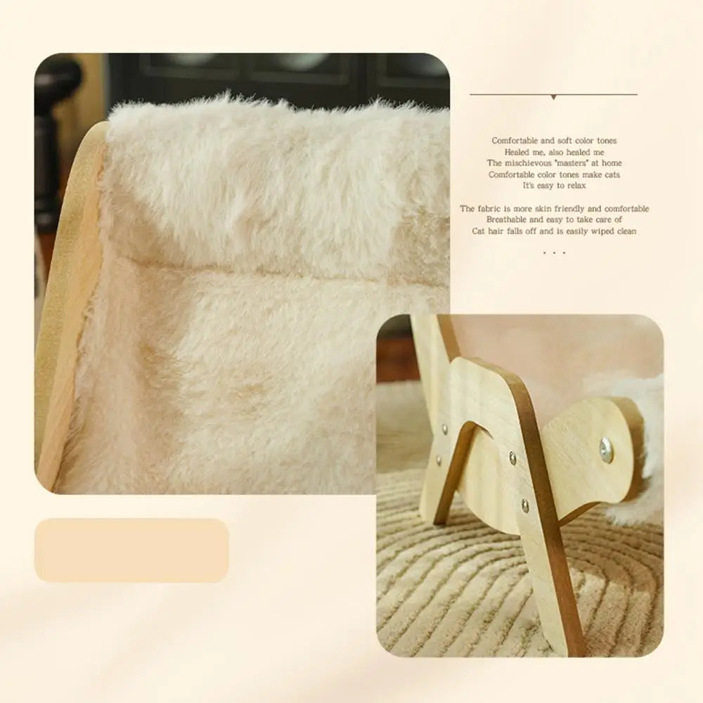 CloudPaw Plush Cat Lounge Chair with soft fur fabric and sturdy wooden frame for comfortable cat relaxation