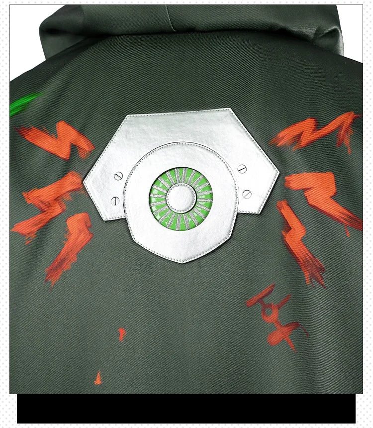 Detail of Arcane Ekko cosplay costume featuring unique back design with vibrant paint splashes