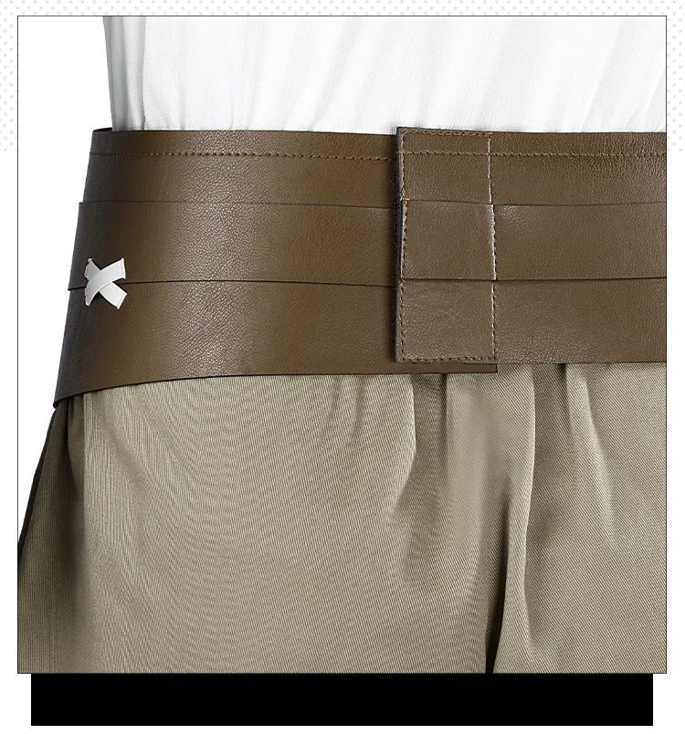 Close-up of Arcane Ekko cosplay costume belt showcasing detailed stitching and design elements