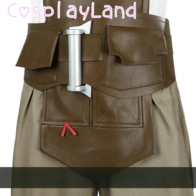 Detailed Arcane Ekko cosplay costume featuring a brown utility belt and pockets for costume accuracy