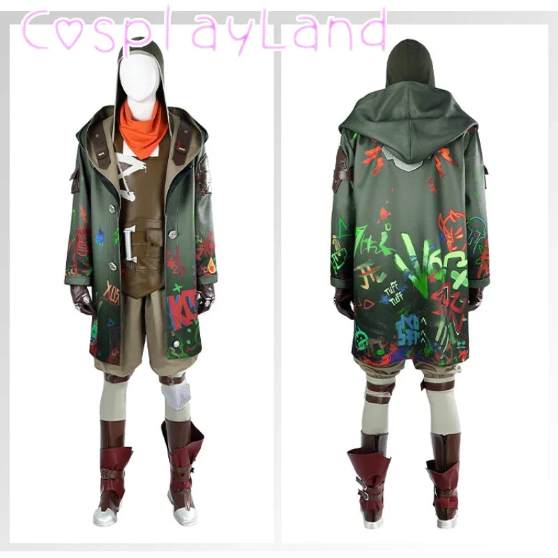 Arcane Ekko cosplay costume featuring hooded jacket, shorts, and stylish boots for fans of the series