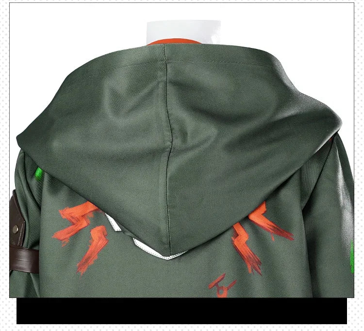 Back view of Arcane Ekko cosplay costume with a hood and detailed design elements