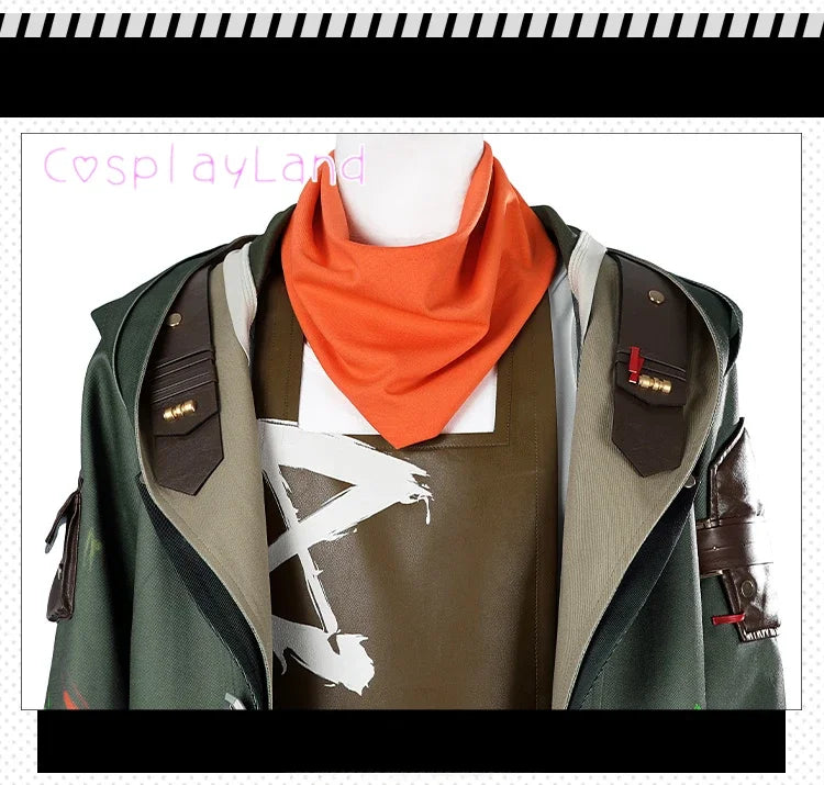 Arcane Ekko cosplay costume featuring a green hooded jacket and orange bandana