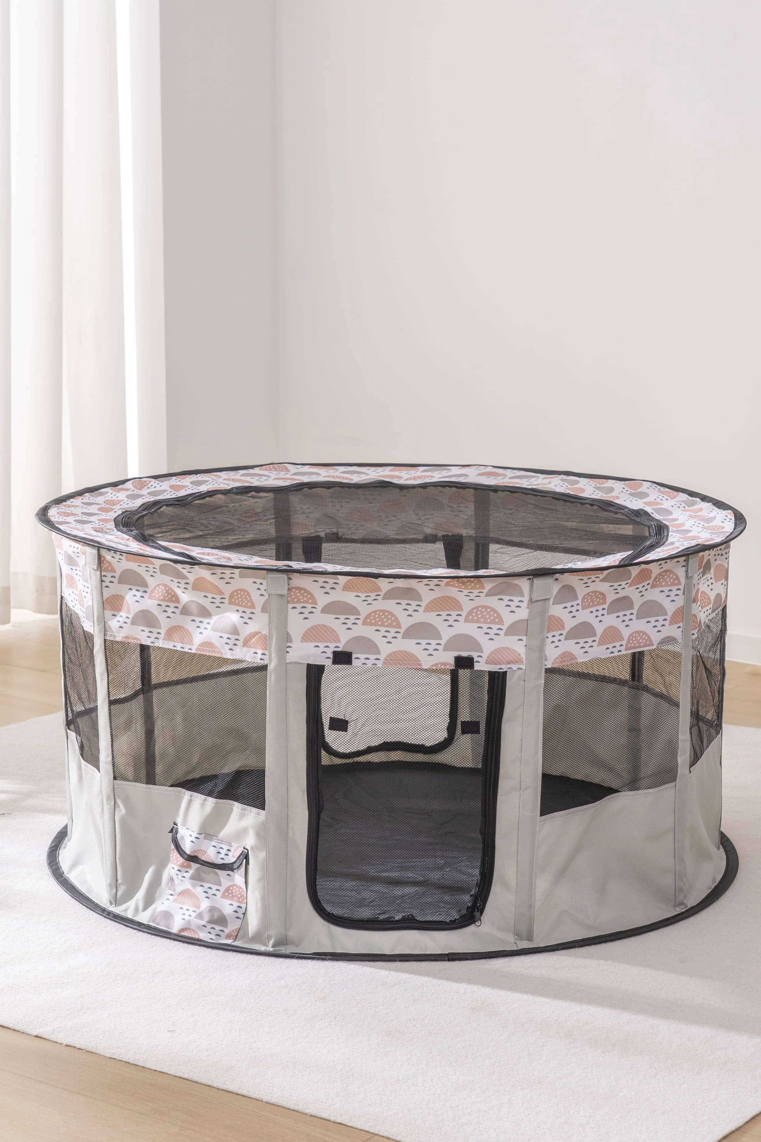CozyCircle Pet Nest playpen with mesh sides and soft floor for pets to relax and play safely