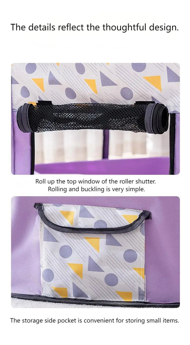 CozyCircle Pet Nest with roll-up top window and convenient side storage pocket for small items