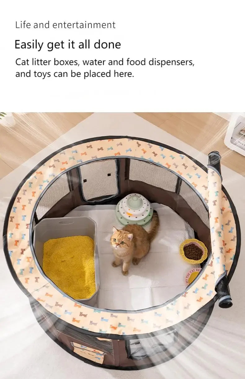 CozyCircle Pet Nest with space for cat litter box, food dispenser, and toys in a stylish design