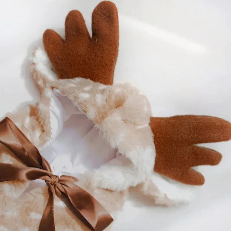 Cute dog reindeer costume for puppies with soft fabric and antler details