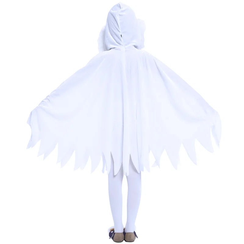Cute ghost Halloween outfit boys girls with flowing cape and hood for festive fun
