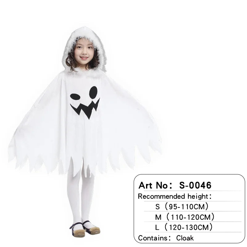 Cute ghost Halloween outfit boys girls featuring a hooded cloak with a playful face