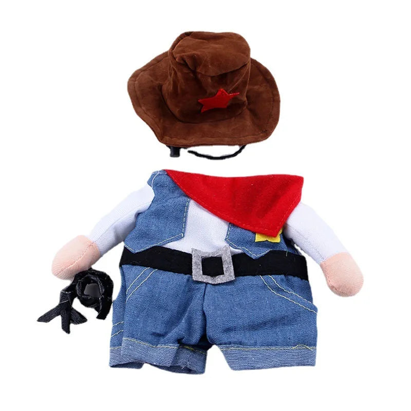 Cowboy pet costume with hat and bandana, perfect for cute Halloween costumes for pets