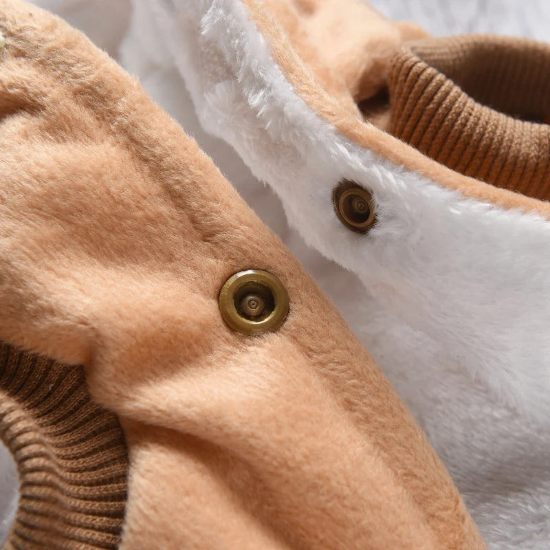 Close-up of soft cute pet clothes for small dogs showcasing comfortable fabric and snap buttons