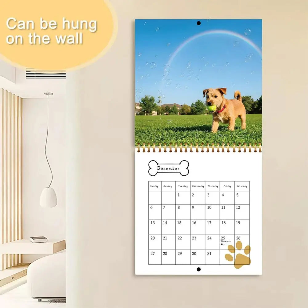 Cute puppy wall calendar 2026 featuring adorable puppies with a hangable design for wall decor