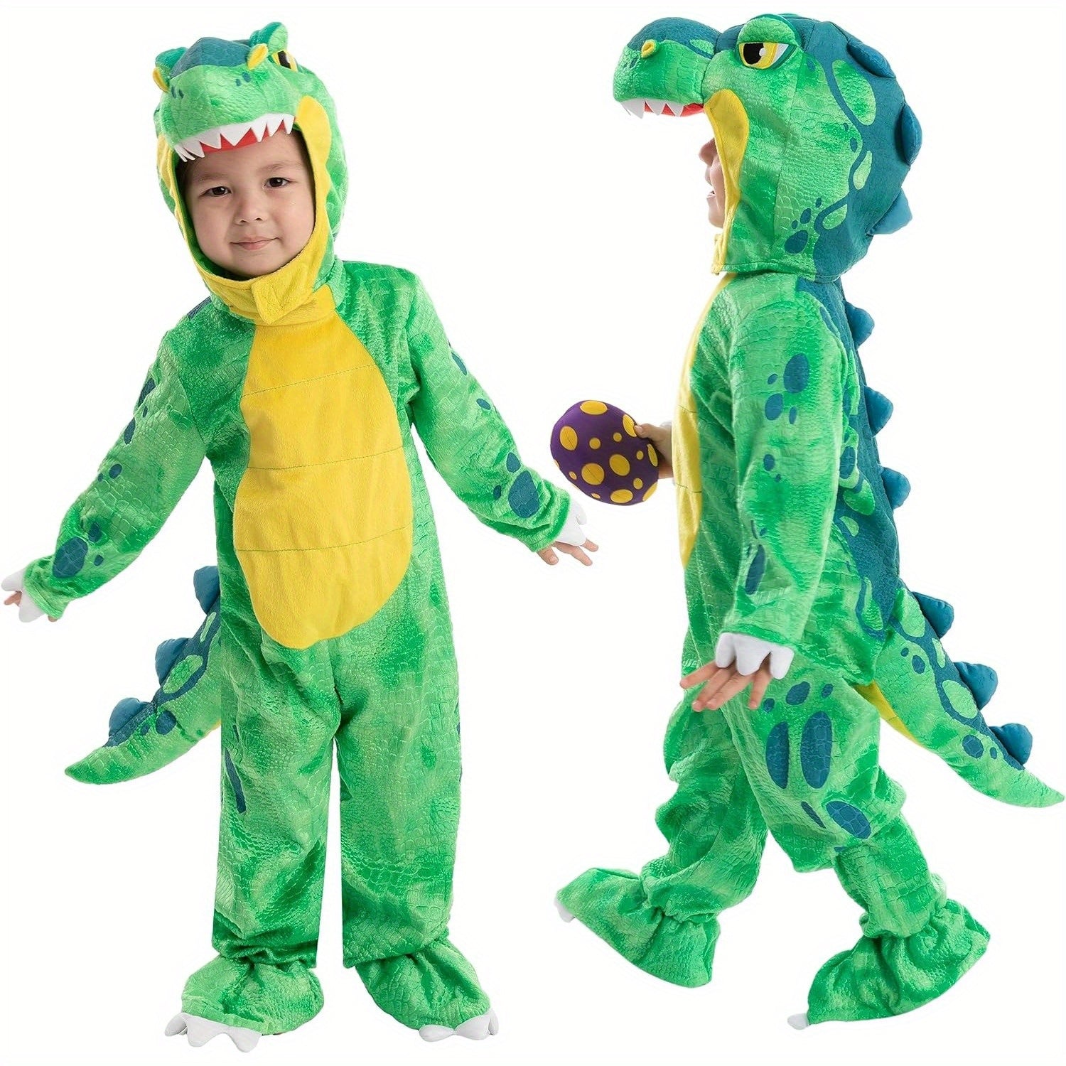 Halloween Dinosaur Costume Kids, T-Rex Costume Outfit with Egg