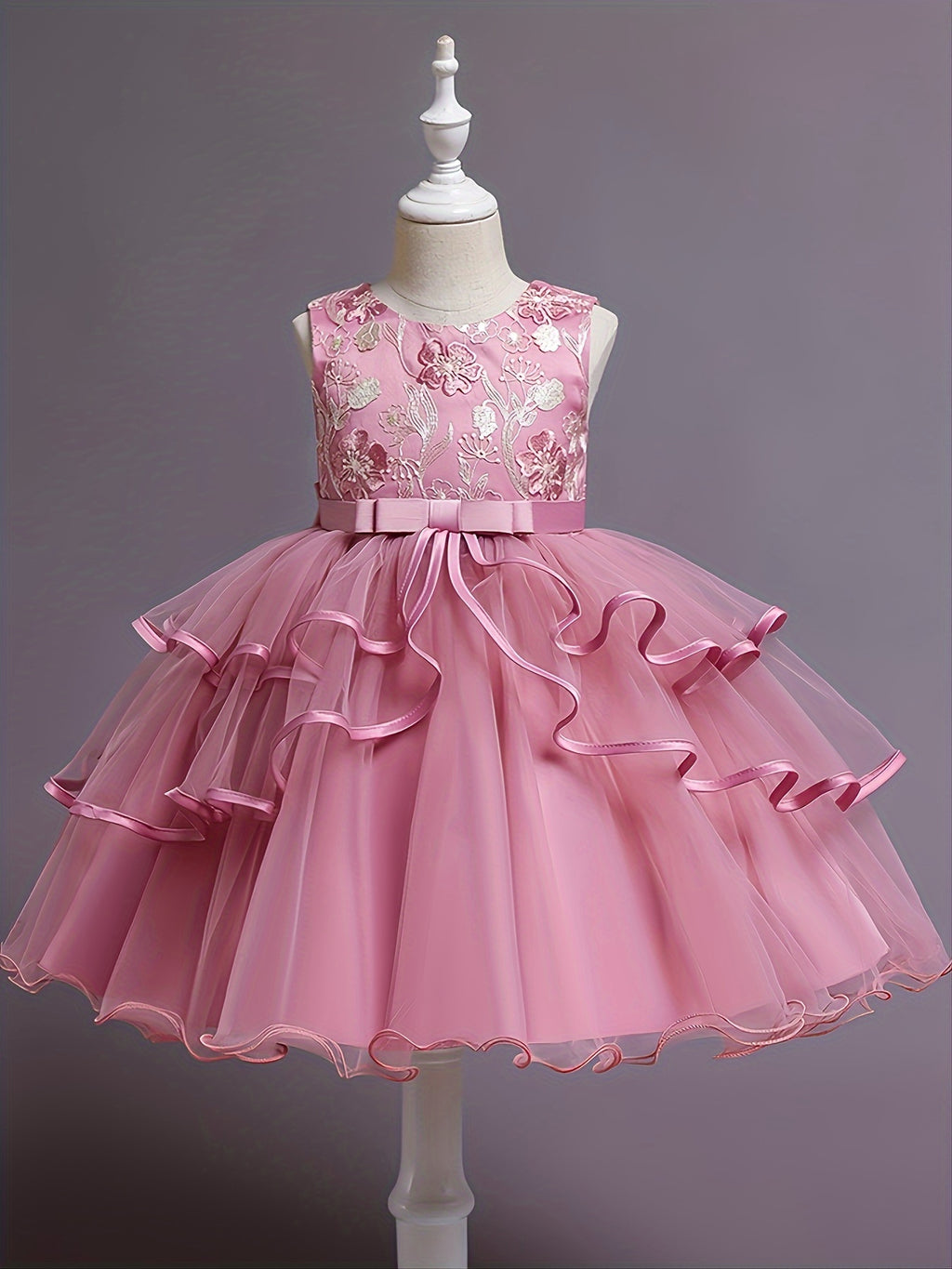 Floral Polyester Dress for Teens Princess Evening Gown