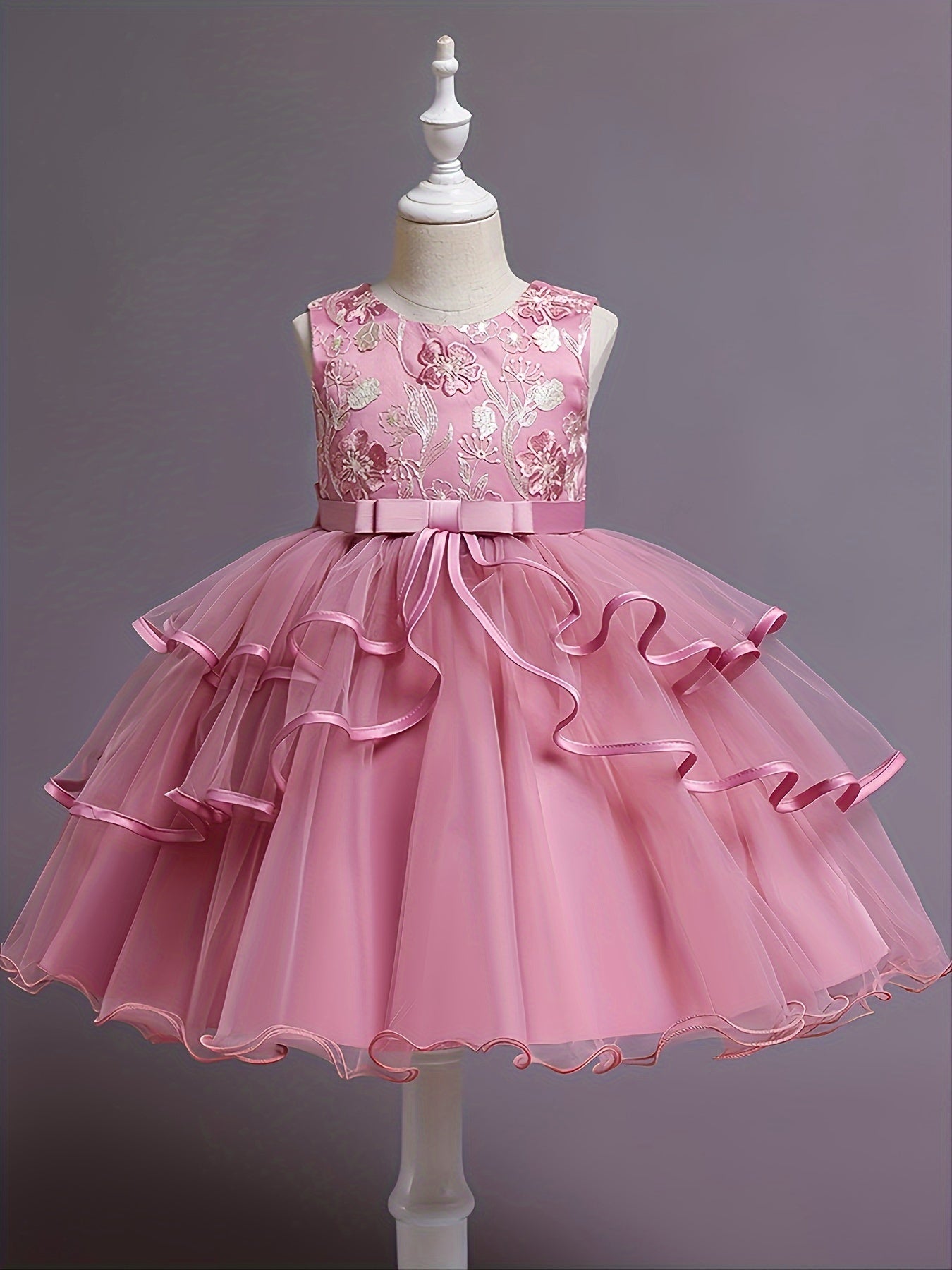 Floral Polyester Dress for Teens Princess Evening Gown