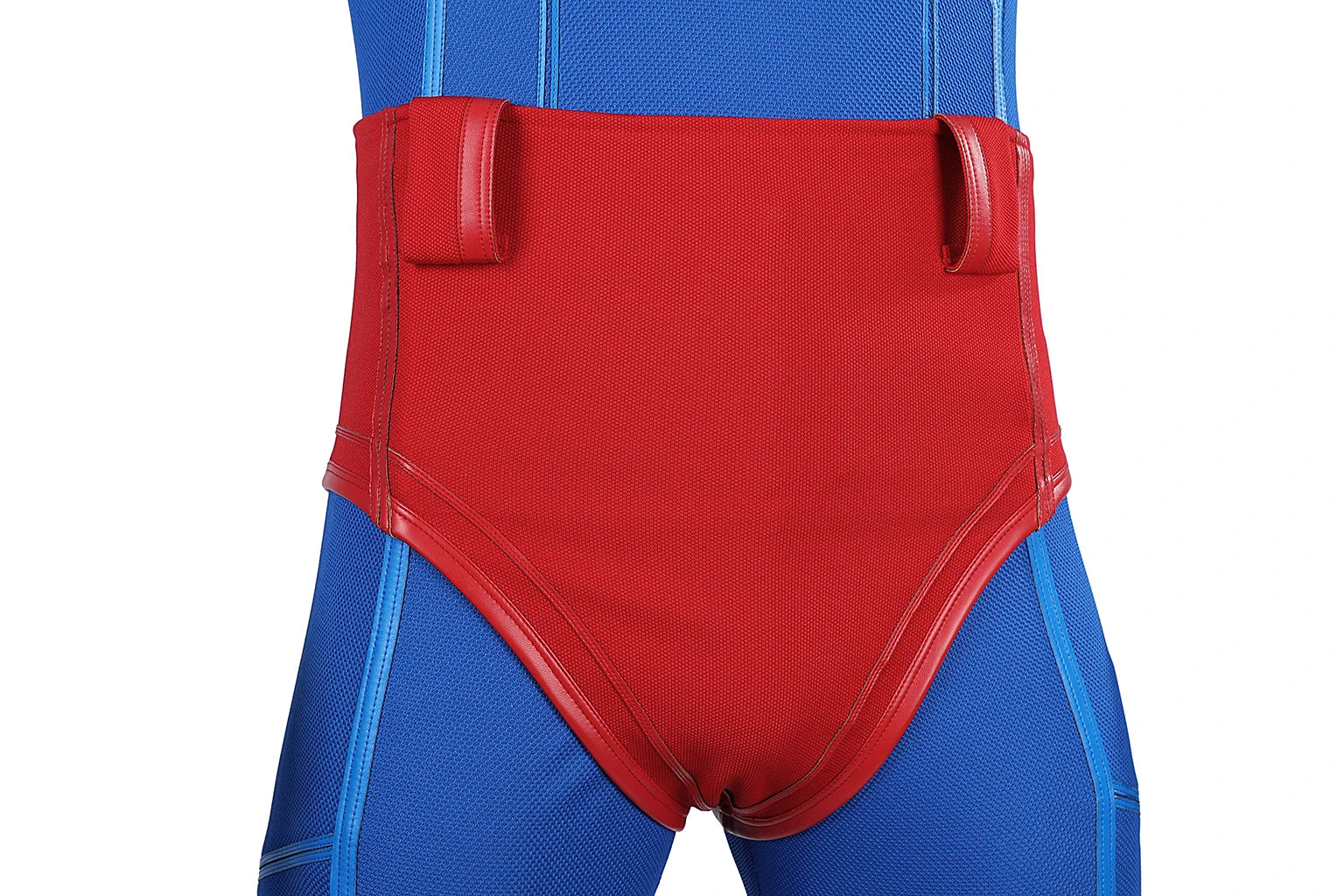David Corenswet Superman cosplay suit featuring vibrant blue and red design for fans and costume enthusiasts