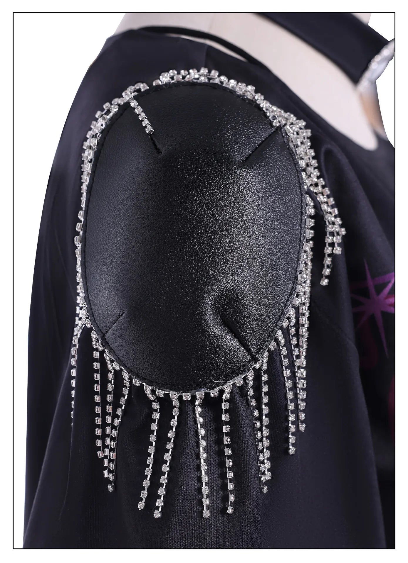 Demon hunter superstar costume for women featuring stylish rhinestone accents on the shoulders