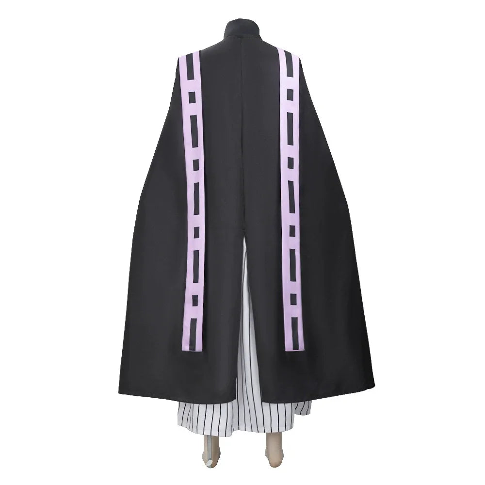Demon Slayer Douma kimono outfit featuring a stylish black cape with pink accents