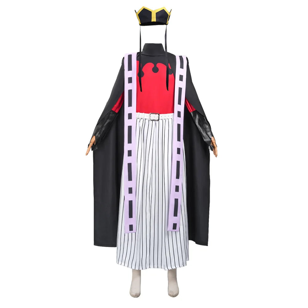 Demon Slayer Douma kimono outfit featuring a striking black and red design with purple accents