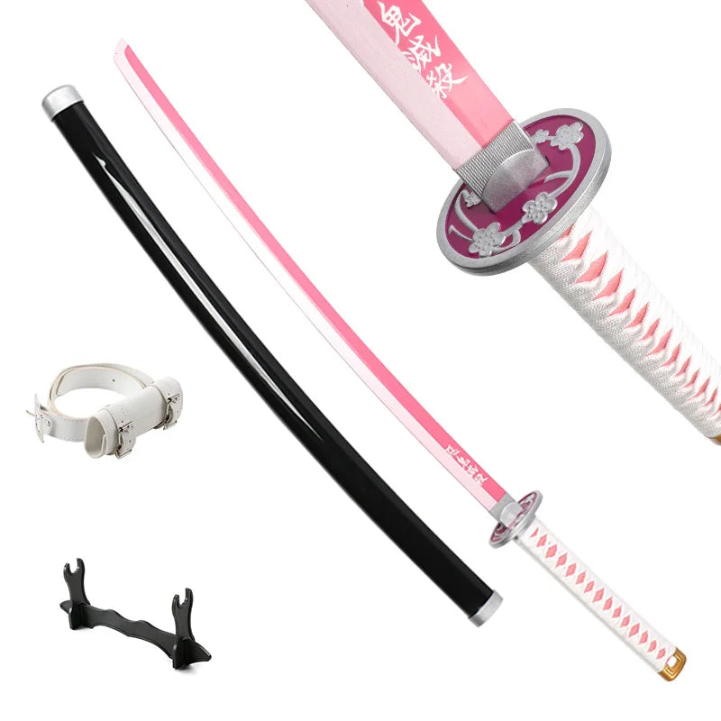 Demon Slayer katana replica featuring pink blade and detailed hilt for anime collectors and fans