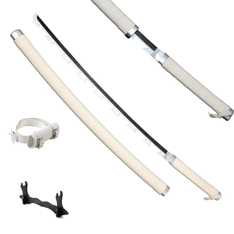 Demon Slayer katana replica with a stylish handle and stand for display or cosplay purposes