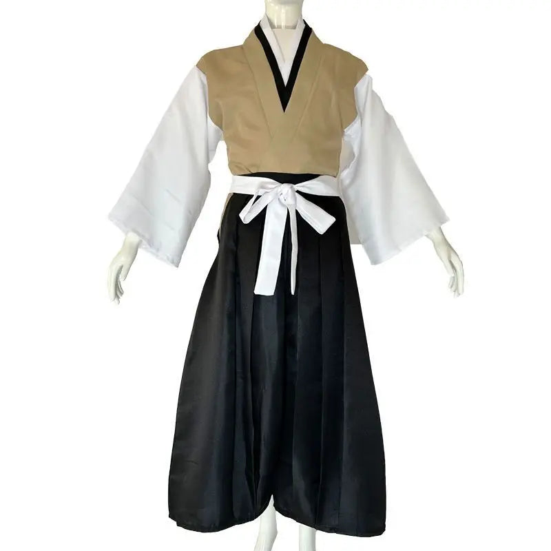Demon Slayer Yoriichi cosplay outfit featuring a kimono-style design with a black and white color scheme