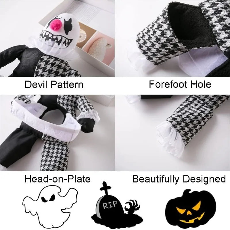 Devil Dog Halloween Costume with Houndstooth Pattern and Forefoot Hole for Easy Wear
