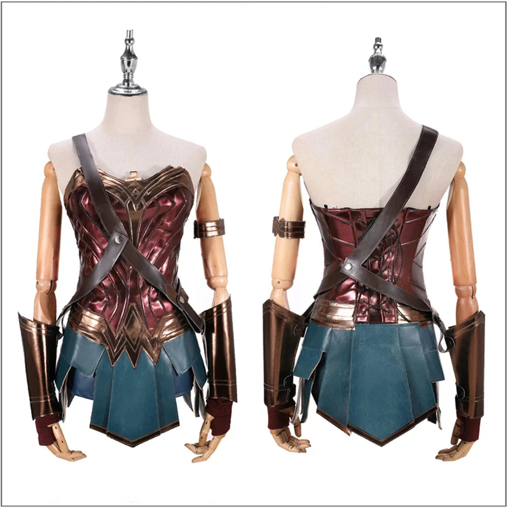 Diana cosplay costume for women featuring detailed armor and skirt design for superheroes